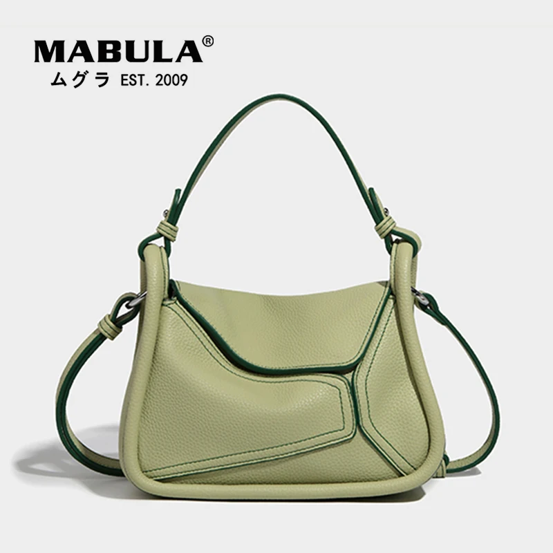 

MABULA Casual Patchwork Women Shoulder Bags Soft Leather Handbag High Quality Crossbody Bag Satchels Phone Purse Tote Handbag