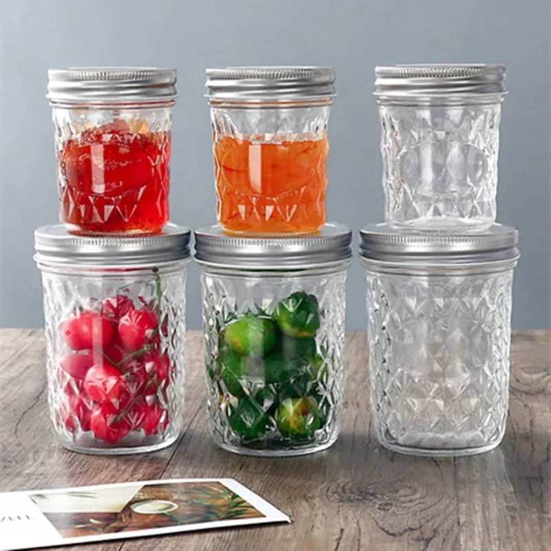 1PC Wide Mouth Household Glass Mason Jars with Lids Home Canning Preserve Food Jam Honey Storage Bottle Wedding Shower Favors