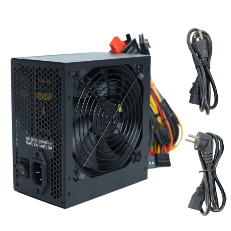 PSU Rated-600W 120mm Fan Desktop Computer Power Supply Low Noise ATX-600W Fully Modular Gaming PC Power Source