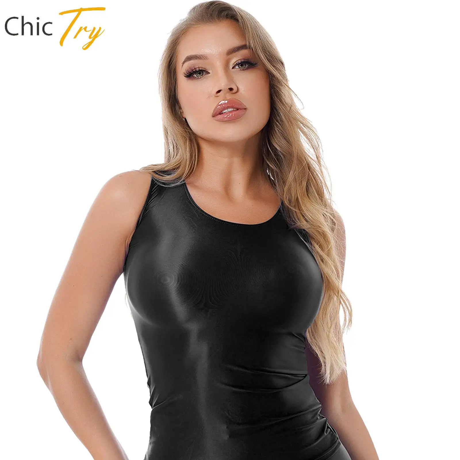 

Топ женский глянцевый без рукавов, Спортивная майка для тренировок и занятий спортом, одежда для ночного клуба, топы для бега, плавания, танцев