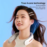 2022 new mini neck fan portable bladeless fan usb rechargeable leafless hanging fans air cooler cooling wearable neckband fans
