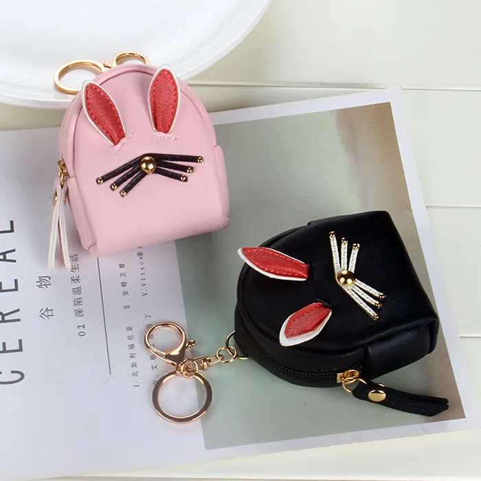 

Korea Cute Key Bag Pink Rabbit Coin Purse Mini Bag Car Key Chain Pendant Ladies Purse Wholesale Key Chains Cute Key Ring Gift