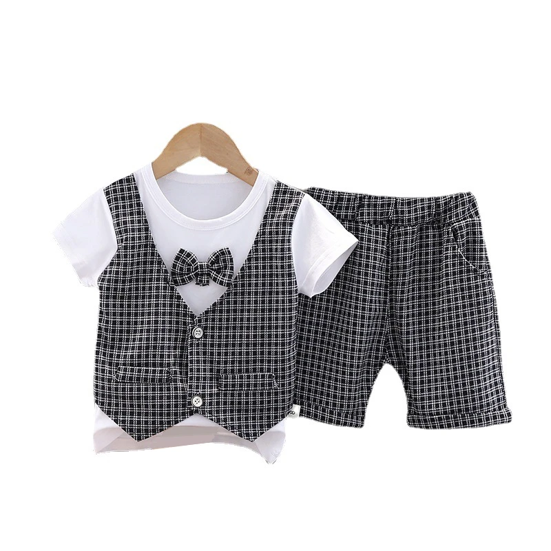 

New Summer Baby Boys Clothes Suit Children Casual Plaid T-Shirt Shorts 2Pcs/Sets Toddler Costume Infant Clothing Kids Sportswear