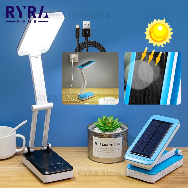 

Светодиодная настольная лампа на солнечной батарее, складной портативный регулируемый светильник на солнечной батарее, светодиодный ночн...