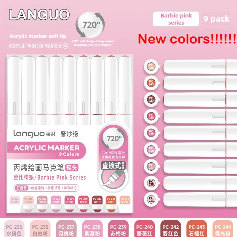 

LANGUO 207/9 прямые жидкие акриловые маркеры кисть цветной маркер для наскальной живописи Рождество DIY школьные принадлежности для рукоделия канцелярские принадлежности