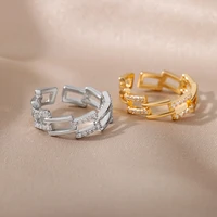 luxury zircon gold double opening rings for woman new fashion gothic finger jewelry wedding party girls sexy ring anniversary