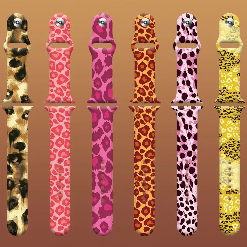 

Leopard Printing Silicone Strap for Apple Watch Band 44mm 40mm 41mm 45mm 38MM 42MM Belt Bracelet iWatch Series 7 6 SE 5 4 correa
