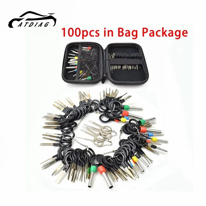 

100pcs Puller Tool Kit Wires Pin Extractor Automotive Stylus Tooling Set Car Terminals Removal Auto Disassembly Tooling with bag