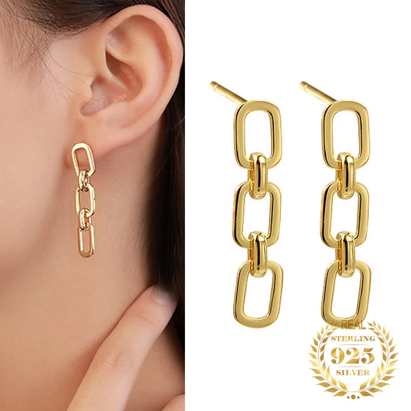 Серьги-гвоздики женские из серебра 925 пробы с покрытием из 18-каратного золота