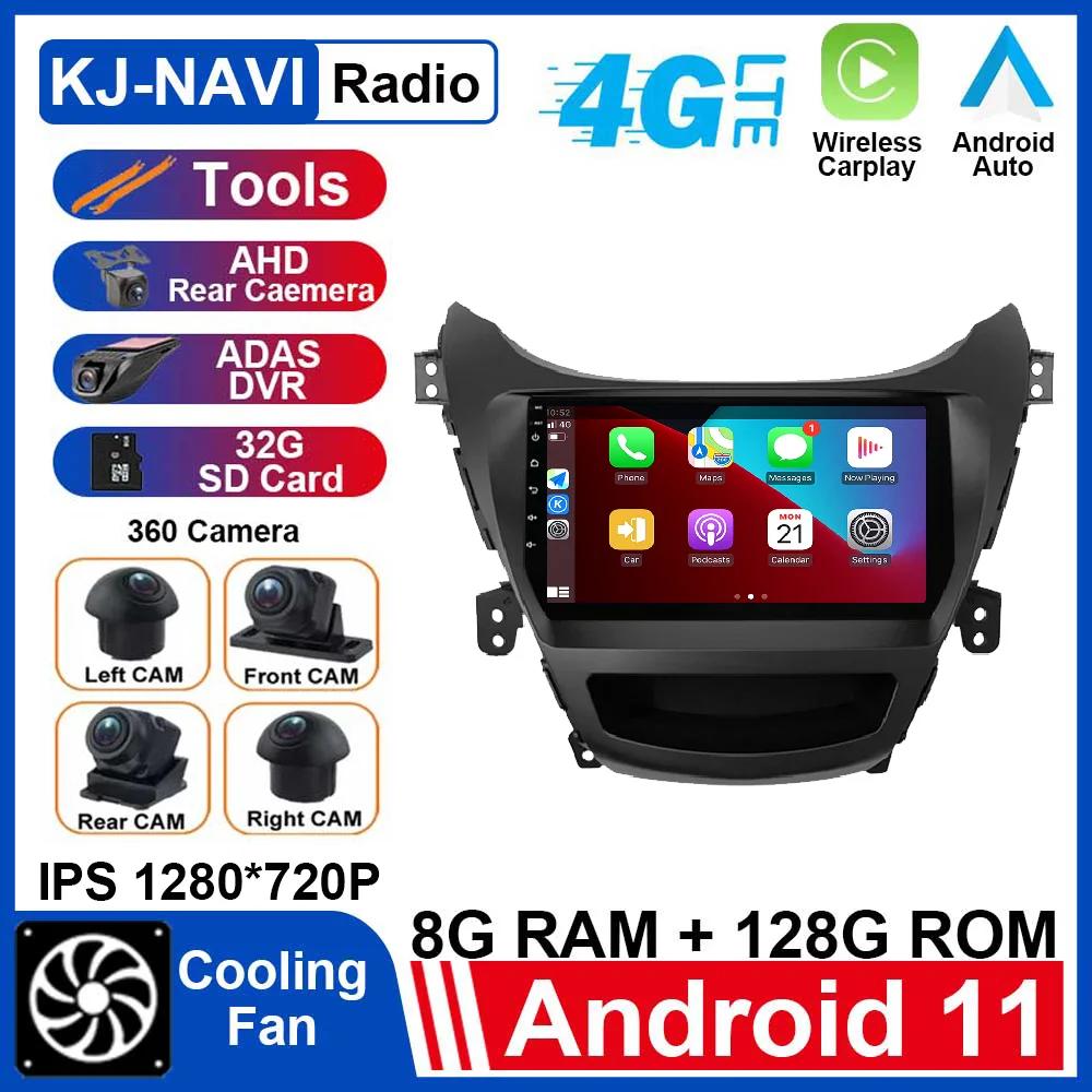 

9'' Android 11 Car Radio Video Stereo Multimedia Player For Hyundai Elantra Avante I35 2011- 2013 Carplay Android Auto GPS Navi