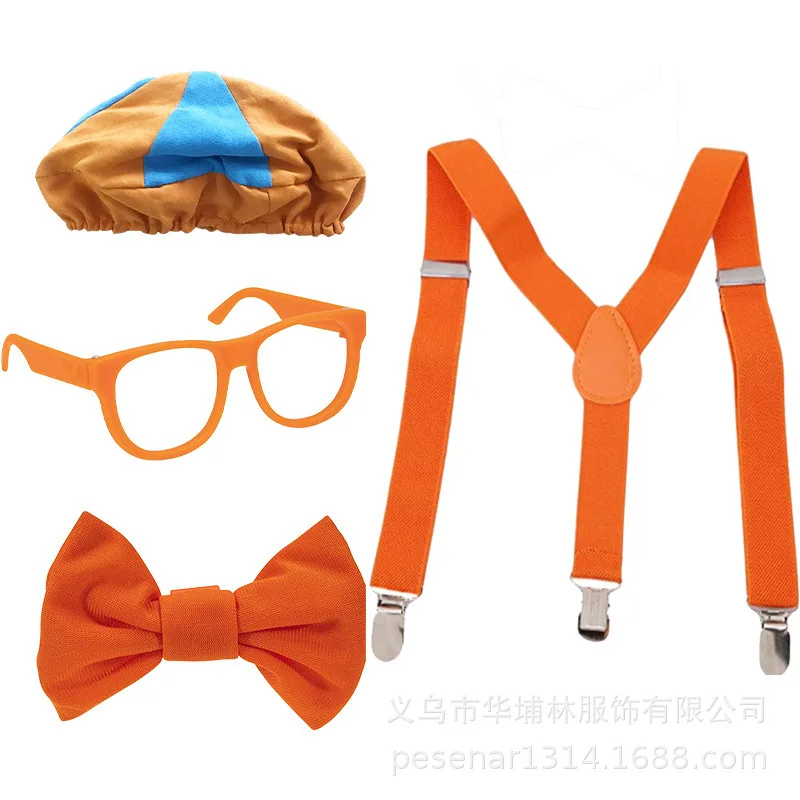 

Cartoon Children Blippi Theme Birthday Party Decoration Accessories For Kids Cosplay Supply Set glasses bow tie costumes