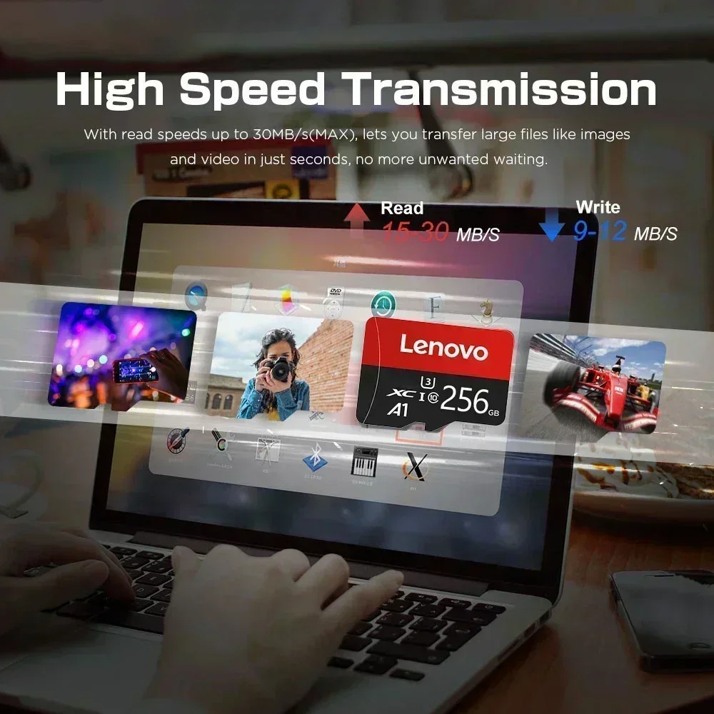 Фото Карта памяти Lenovo 2TB High-Speed V30 A2 4K SD 512GB 256GB 128GB 1TB Micro TF SD с адаптером для смартфона/планшета/ПК, универсальная №5