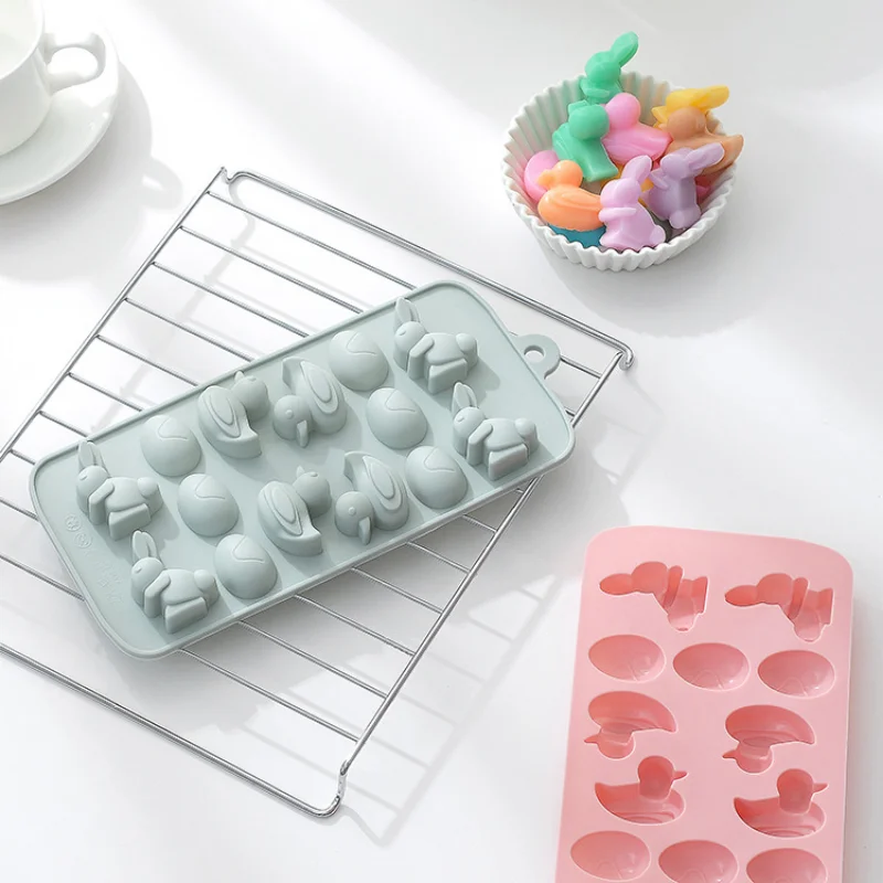 

14 Holes Duck Bunny Silicone Chocolate Mold Ice Tray DIY Fondant Chocolate Cake Pudding Jelly Baking Tool Baking Decoration