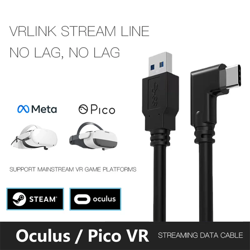 

For Quest Pico4 Neo3 VR Link Usb- C Steam Type- C 3.1 Data Cable Selectable 5M