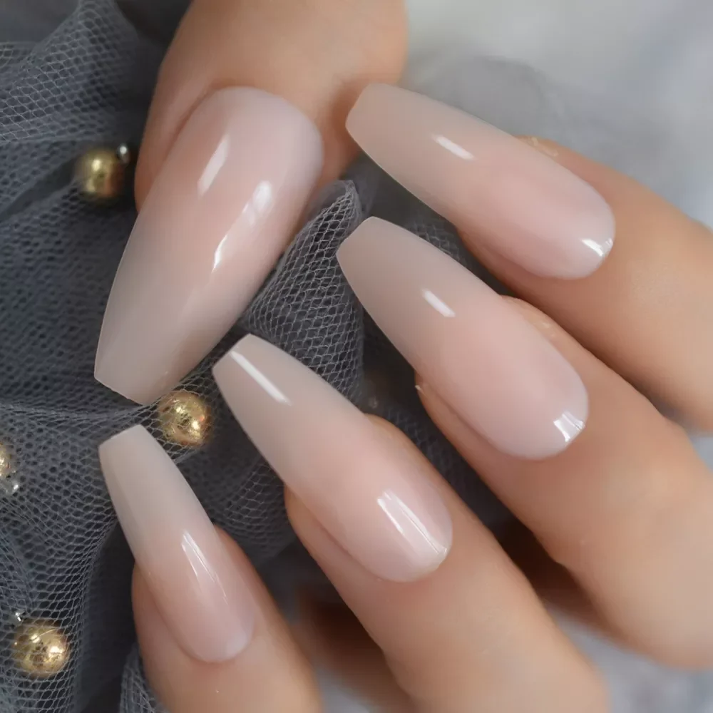 

NEW Extra Long Fake Nails Coffin Full Cover Glossy False Nail Long Ballerina Nails with Glue Sticker