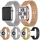 Ремешок из нержавеющей стали для apple watch series 543 42 мм 38 мм, роскошный женский браслет для iwatch 7 6 SE 5 40 44 мм 41 45 мм