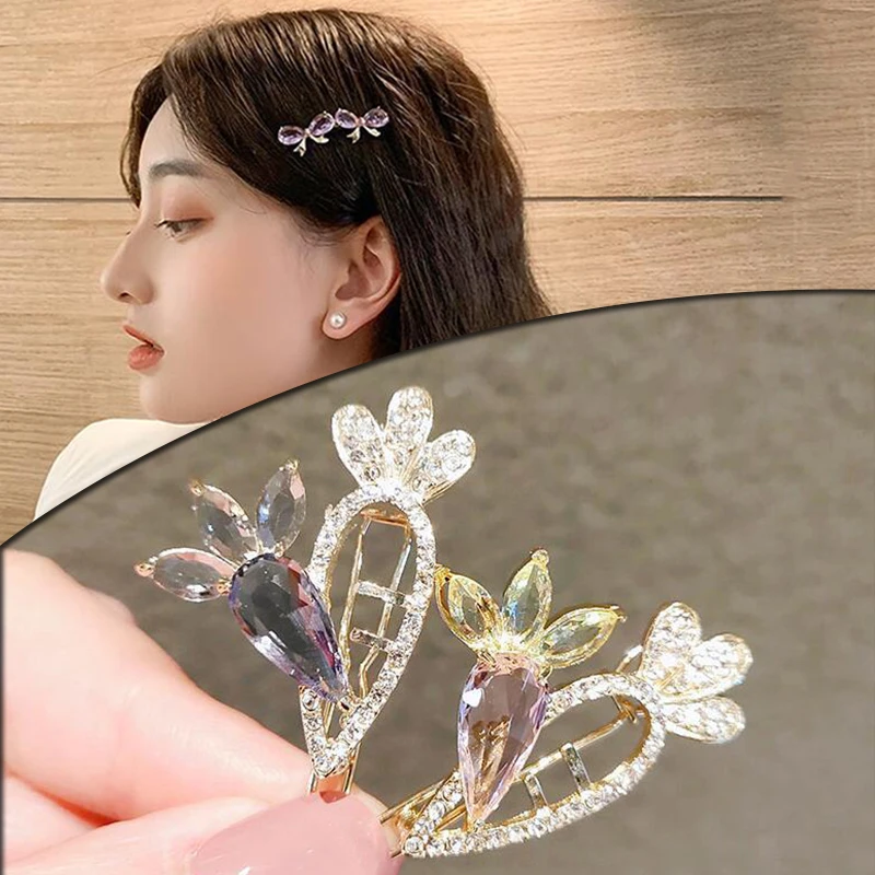 

Crystal Hair Clip Premium Rabbit Crystal Hairpin Liu Haibin Clip Net Celebrity Girl Clip Headdress Side Frog Buckle Word Clip