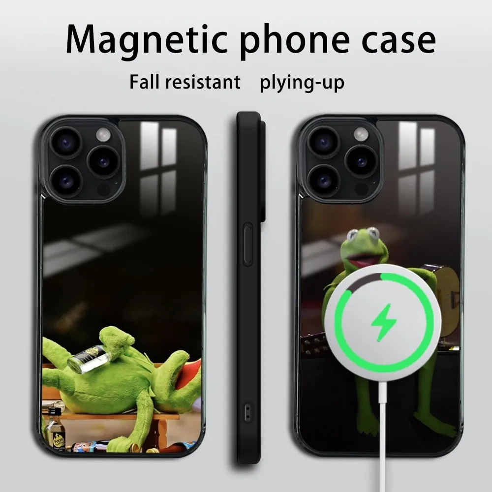 Чехол для телефона k-kermit-t iPhone 16 15 14 13 12 11 PRO MAX PLUS мини-магнитный беспроводной
