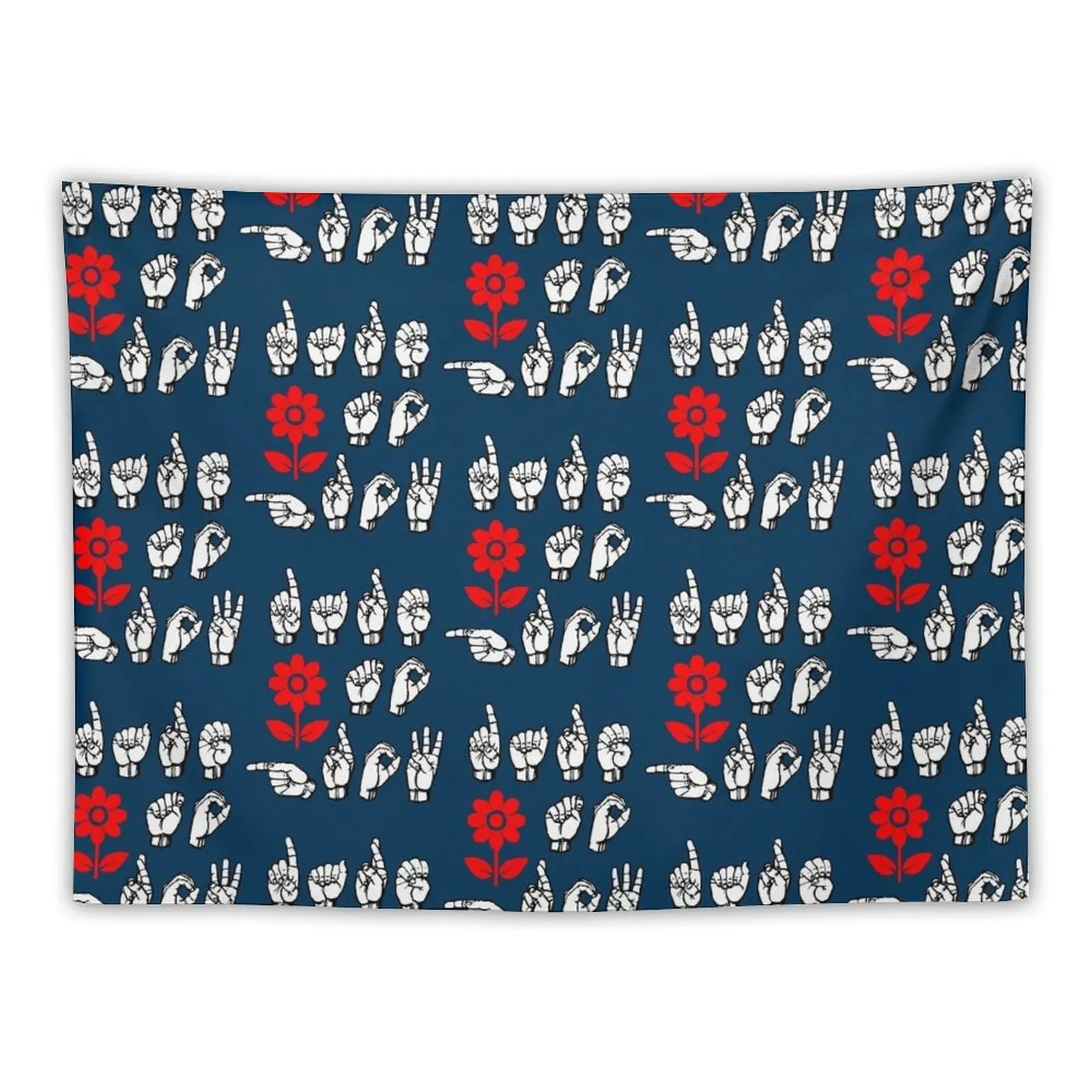 DARE TO GROW in ASL Буквы с красным цветочным дизайном Гобелен Украшение дома Милый декор