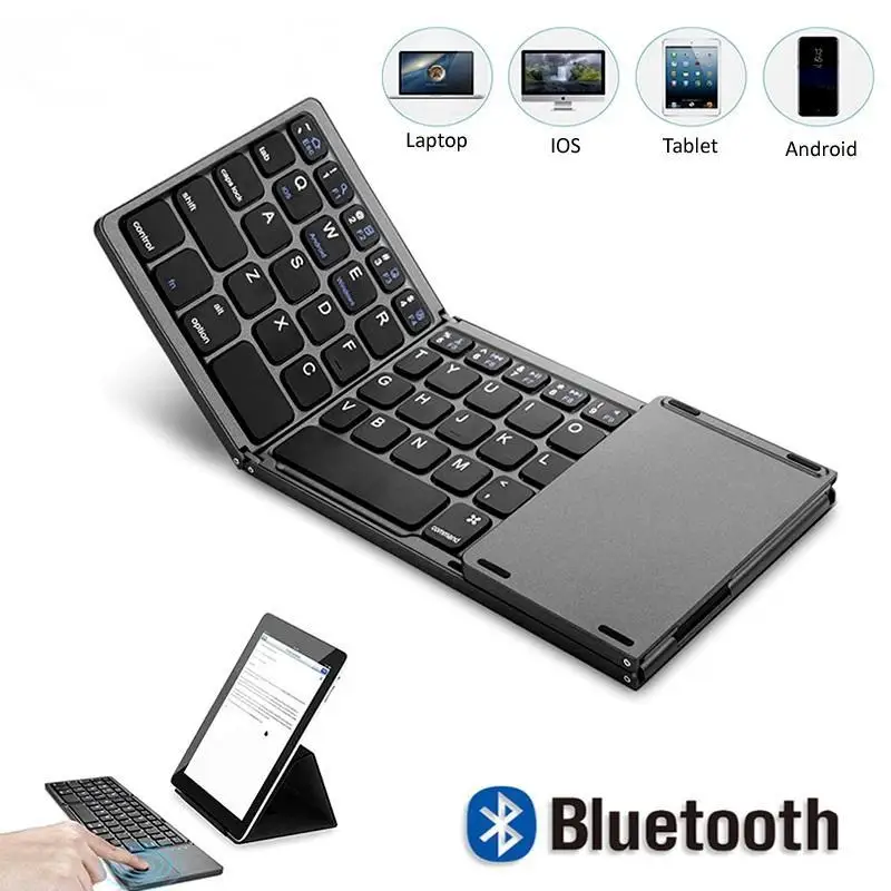 

Portable Mini Bluetooth-compatible Keyboard Wireless Foldable Trackpad Keyboard Compatible For Ios Android Windows ipad