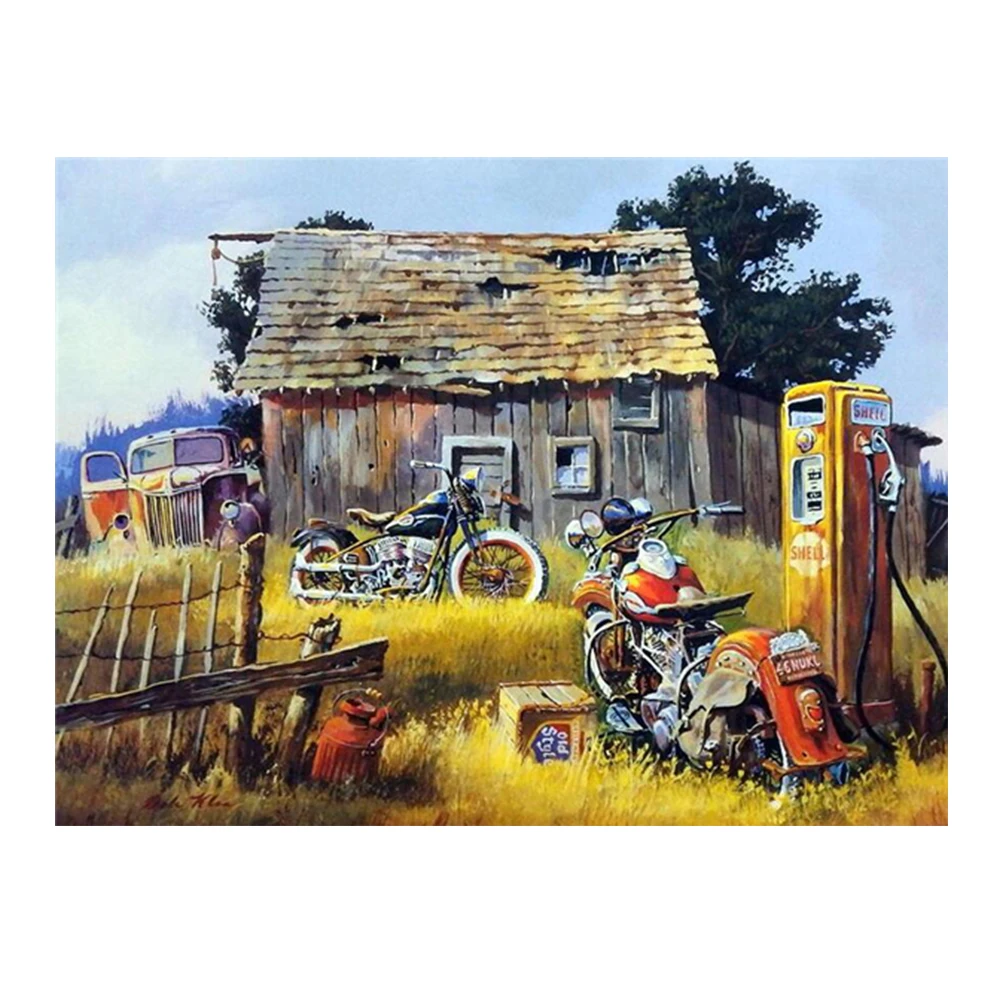 

DIY diamond painting 5D motorcycle home decoration full square diamond embroidery landscape handmade gifts