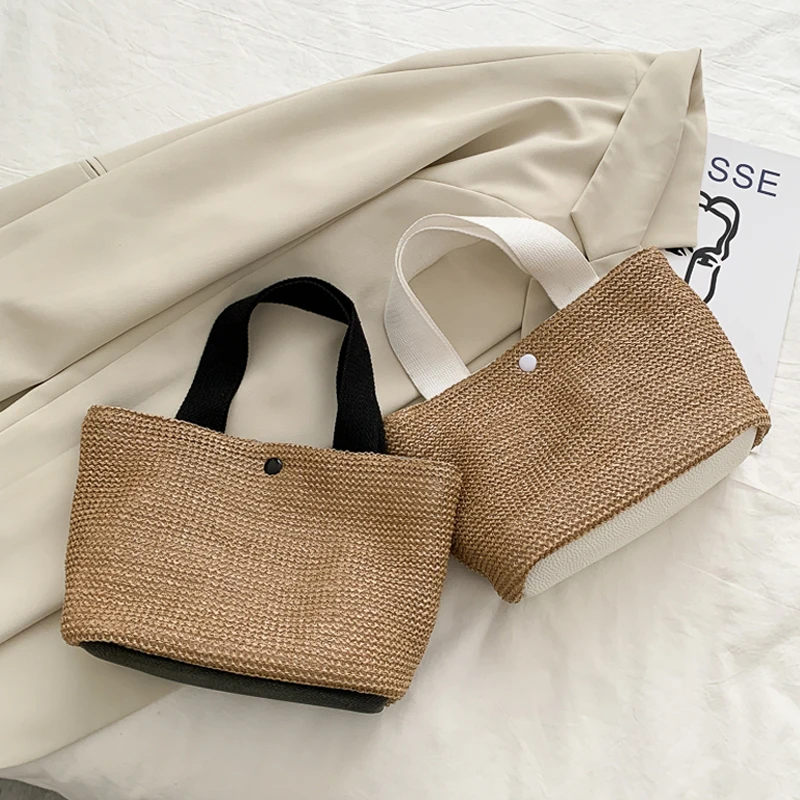 

Повседневная Ручная вязаная женская сумка-мешок, новинка 2023, брендовая дизайнерская соломенная сумка большой вместимости, сумка-тоут для к...