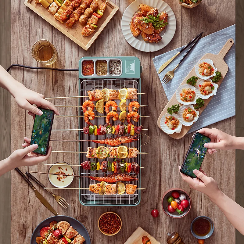 2022 small household barbecue tools smokeless bbq oven multi functional detachable kitchen skewer machine for 4 5 people free global shipping