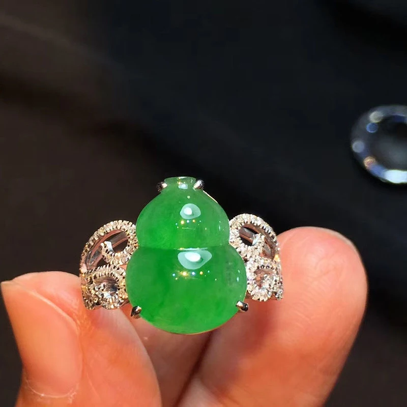 Оригинальный дизайн широкие кольца для женщин hetian chrysoprase diamond gourd очаровательные