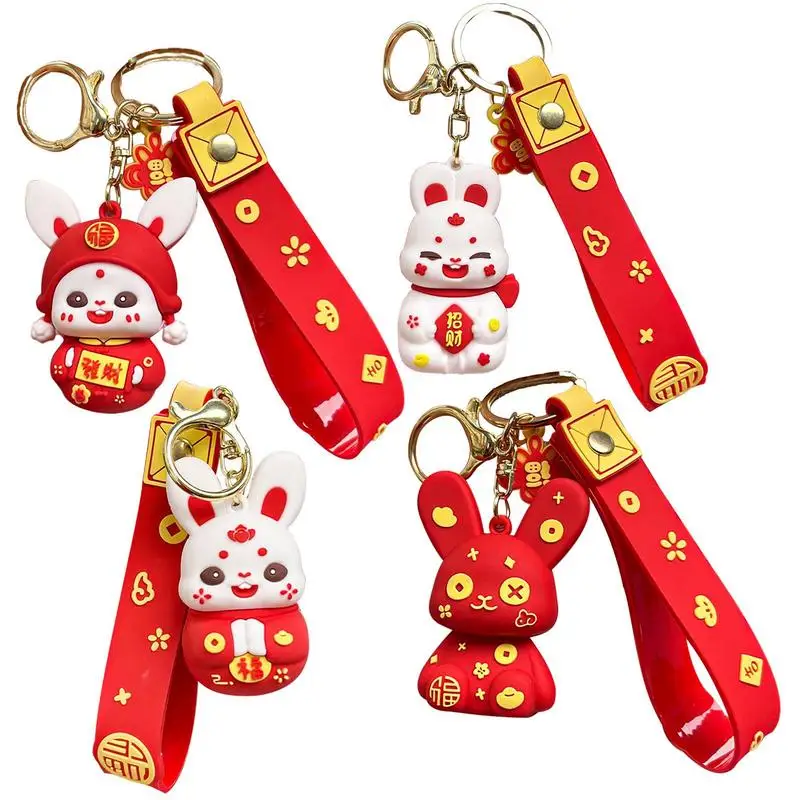 

New Year Keychain 2023 Cute Rabbit Keychains Bunny Hanging Accessories Decors Chinese Animals Key Chain Cute Bag Ornament