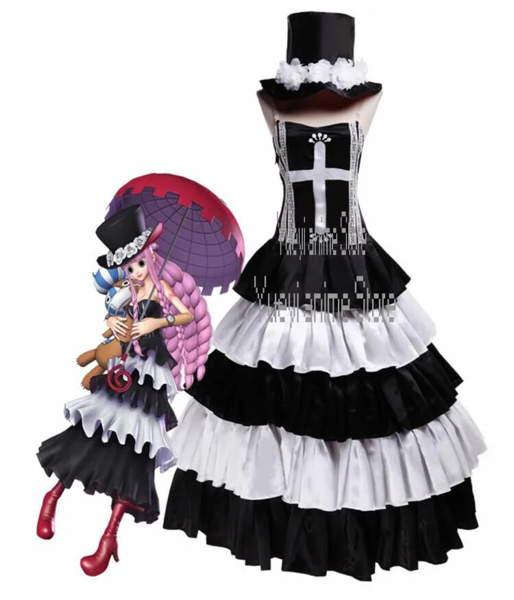 

Anime Perona Cosplay Costume Halloween Ghost Princess Gothic Lolita Dress with Hat