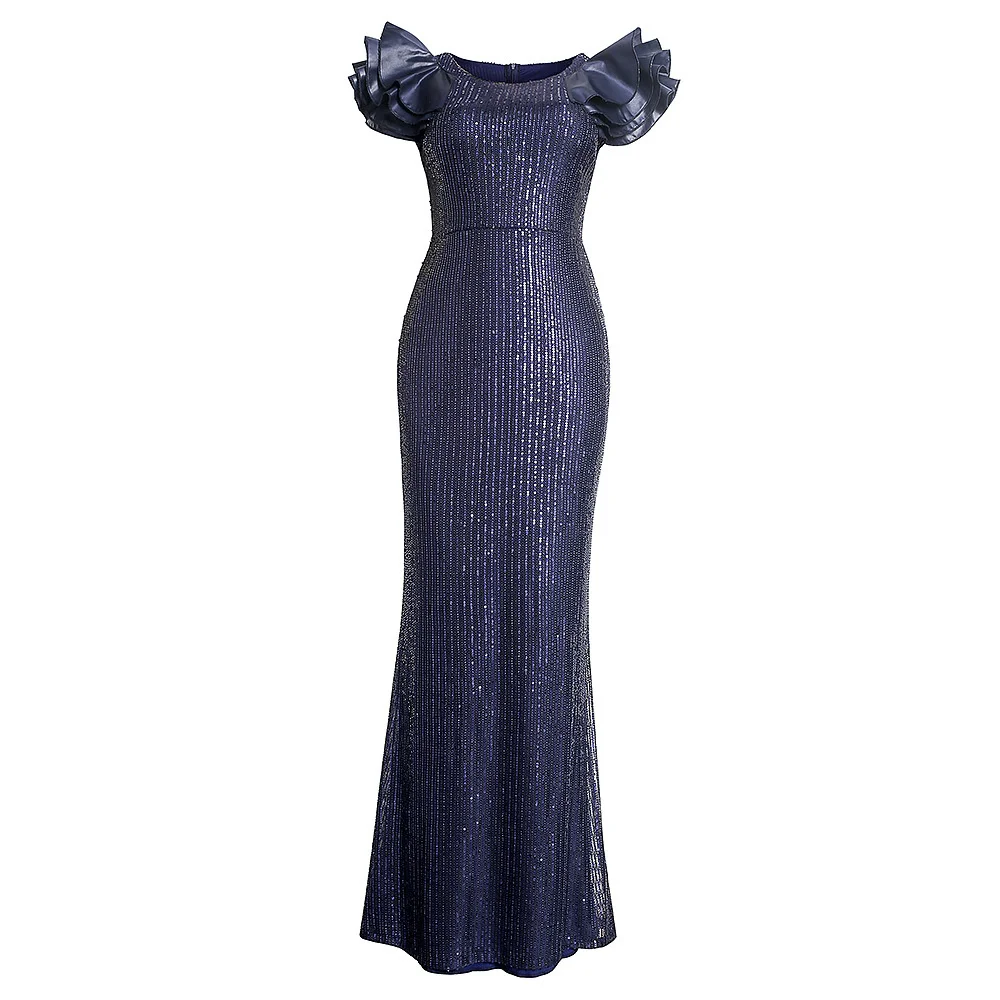 Plus Size Evening Dress New 2023 Sequin Fish Tail Long Dress Large Women's Wear Slim Fitting Elegant Formal Occasion Dresses