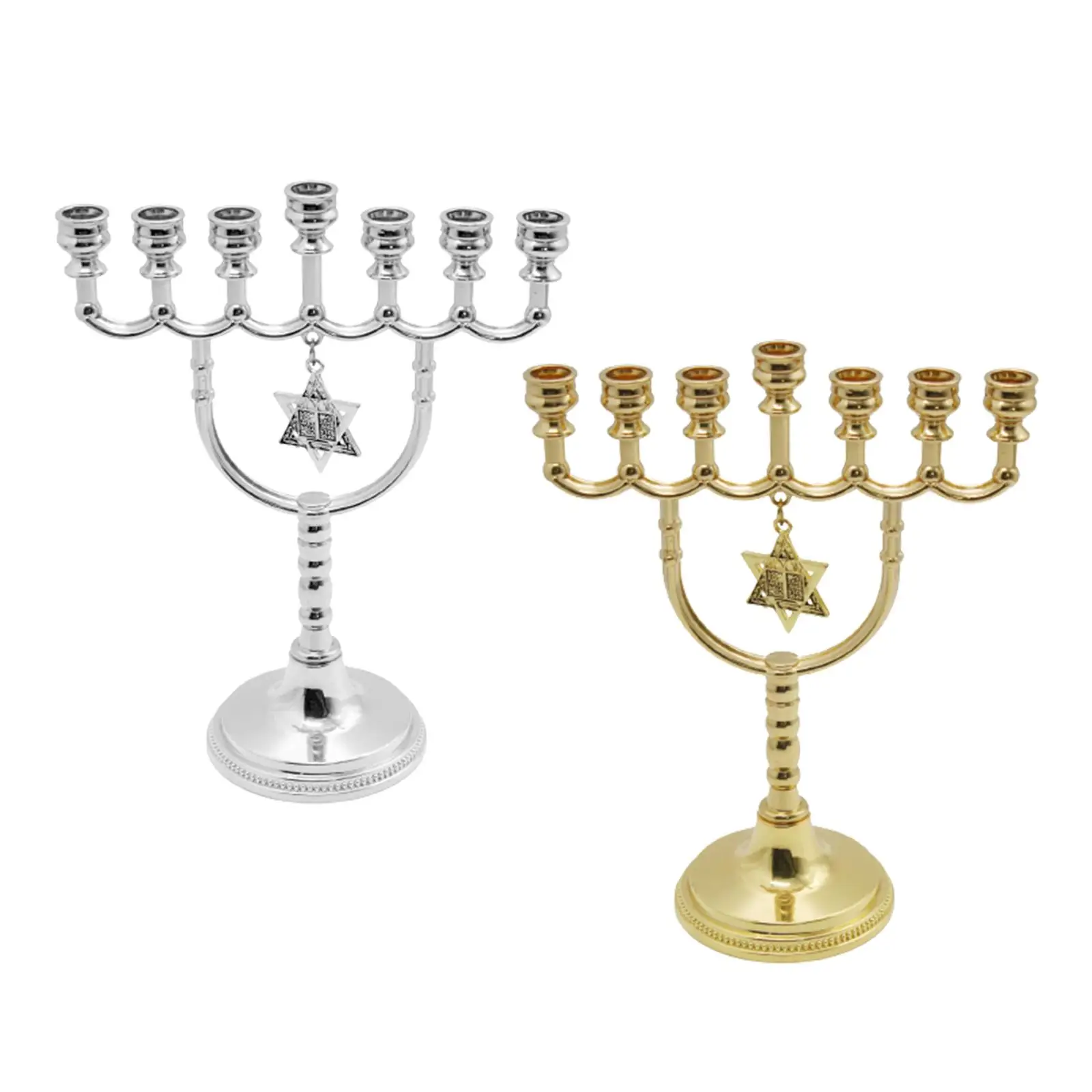 Hanukkah Menorah Decorative Menorahs Metal Desktop Traditional Candle Holder