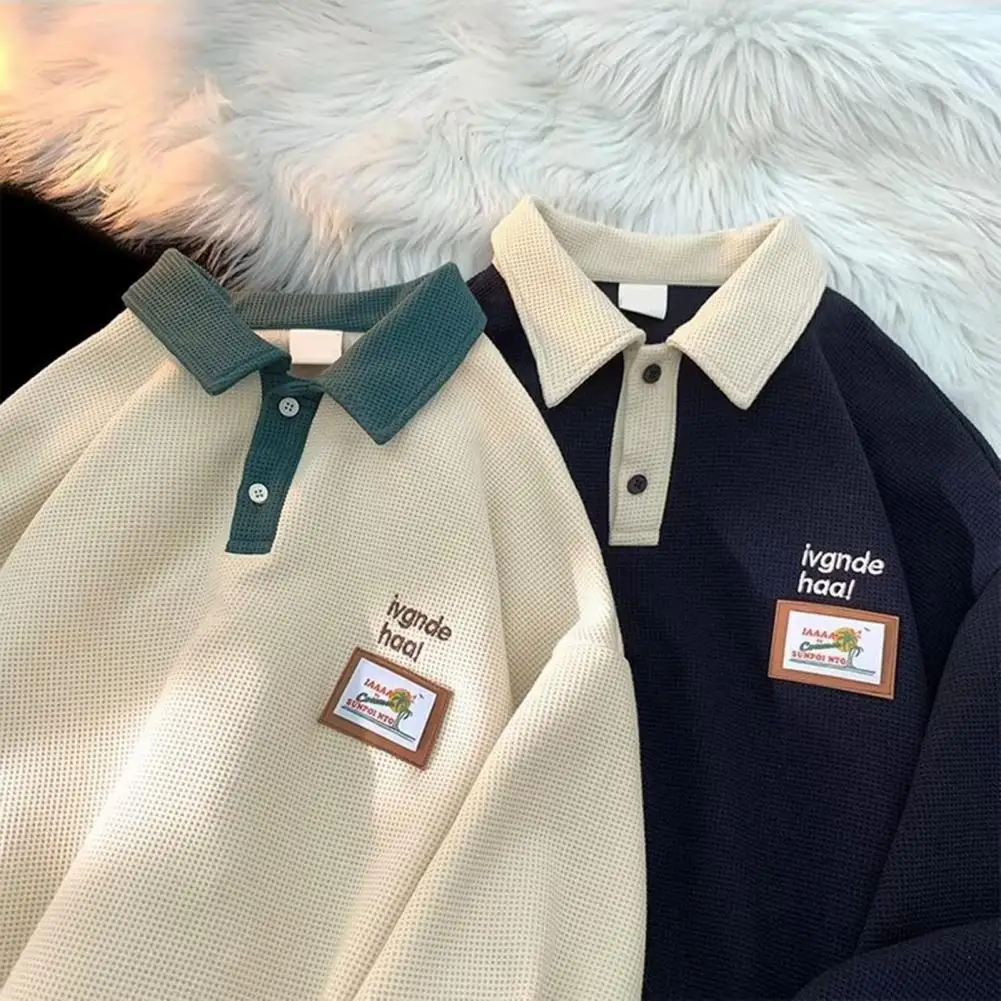 Свитшот мужской демисезонный пуловер с лацканами воротником на пуговицах