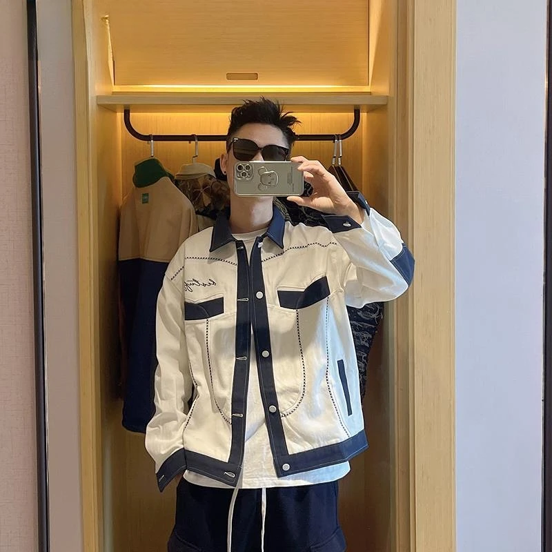 

2023 Top Grade New Brand Designer Casual Fashion Men Jackets Single Breasted Windbreaker Coats Korean Style Male Outerwear V06