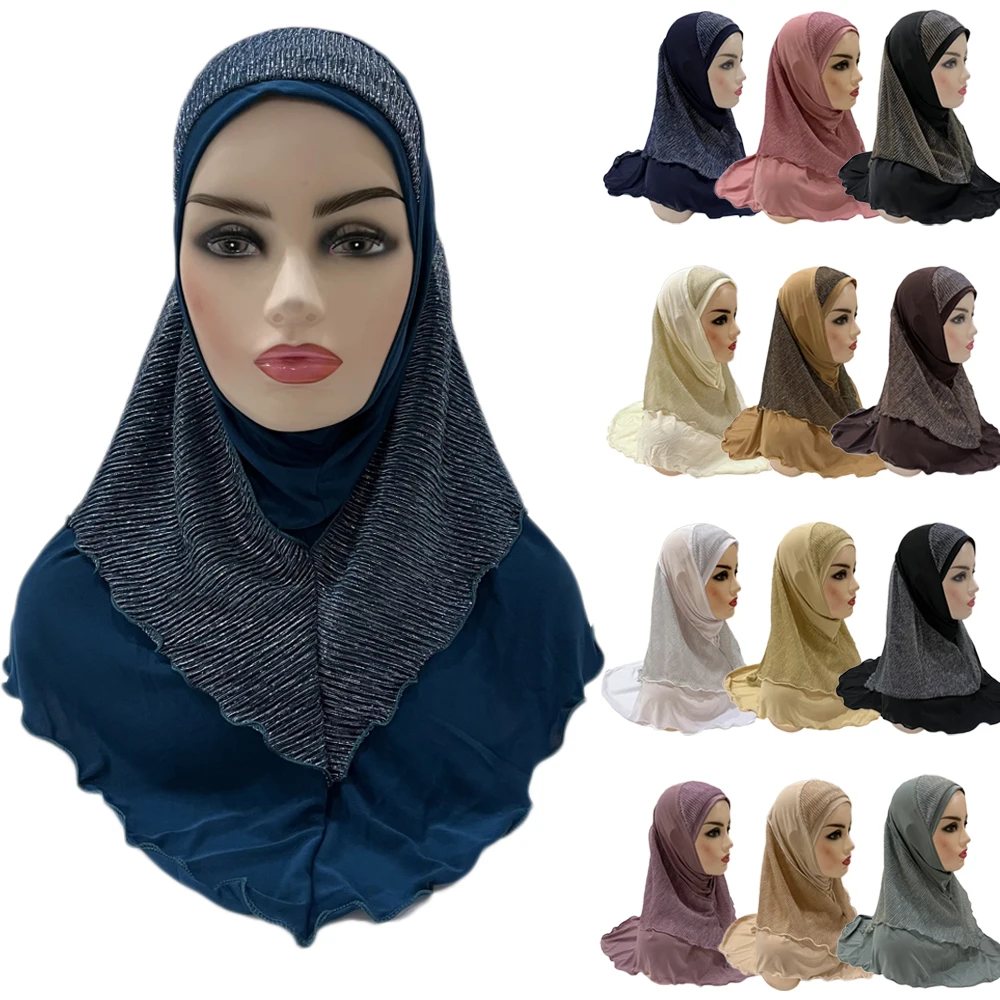 

Muslim Women One Piece Amira Instant Hijab Scarf Wrap Turban Ramadan Islamic Headscarf Khimar Pull On Ready Made To Wear Hijabs