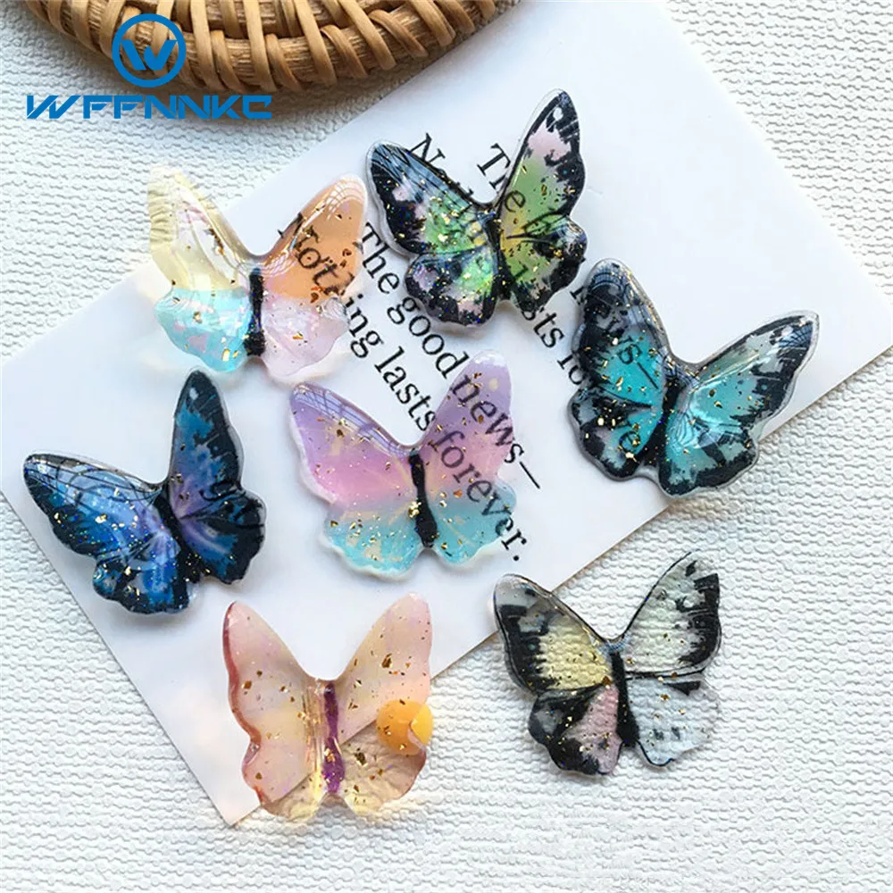 

WFFNNKC 10Pcs Colorful 3D Resin Butterfly Ornaments Garment Sewing DIY Hairpin Earring Jewelry Craft Accessory Wedding Appliques