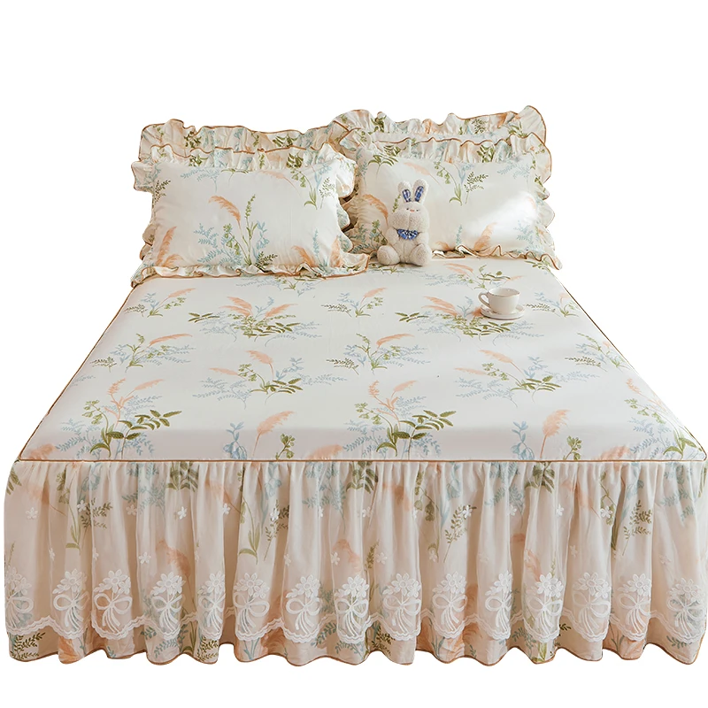 Хлопковая юбка-кровать Покрывало Нескользящее покрывало из чистого хлопка