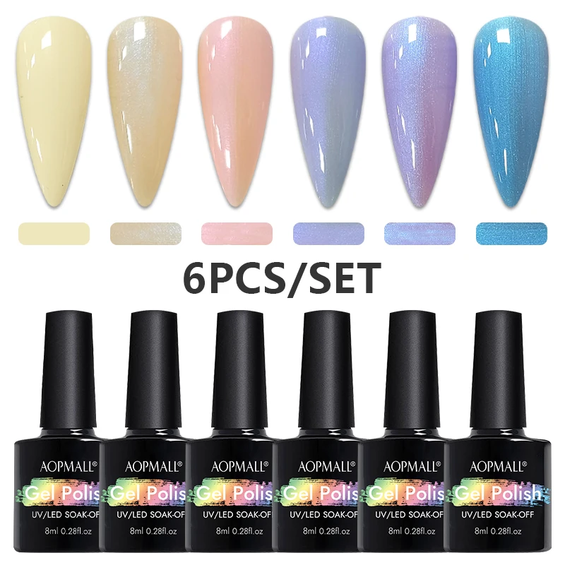 

6 pcs Gel Nail Polish Set Vocation Gel Soak Off Nail Lamp Colorful Gel Nail Kits Nails Decorations Nail Art Gifts