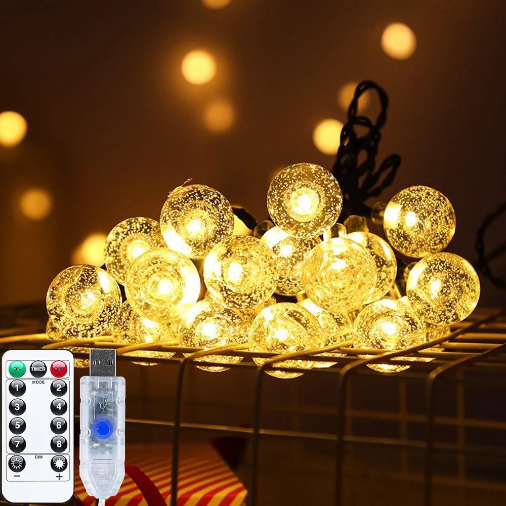 

YSRSAI USB светодиодная гирлянда-глобус 20/40/80 LED теплый белый/цветной свет 3/6/10 м