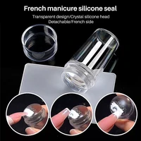 silicone transparent nail art stamping kit french for manicure plate stamp polish stencil template seal stamper scraper