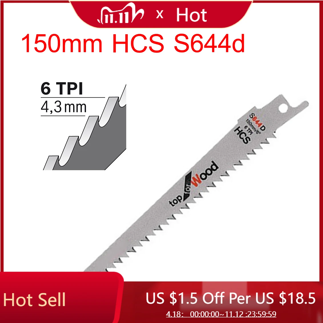 

150mm 6" HCS S644d Reciprocating Sabre Saw Blades For Bosch Wood Plastic Pruning Sharp Teeth Garden Tool Fast Straight Cutting