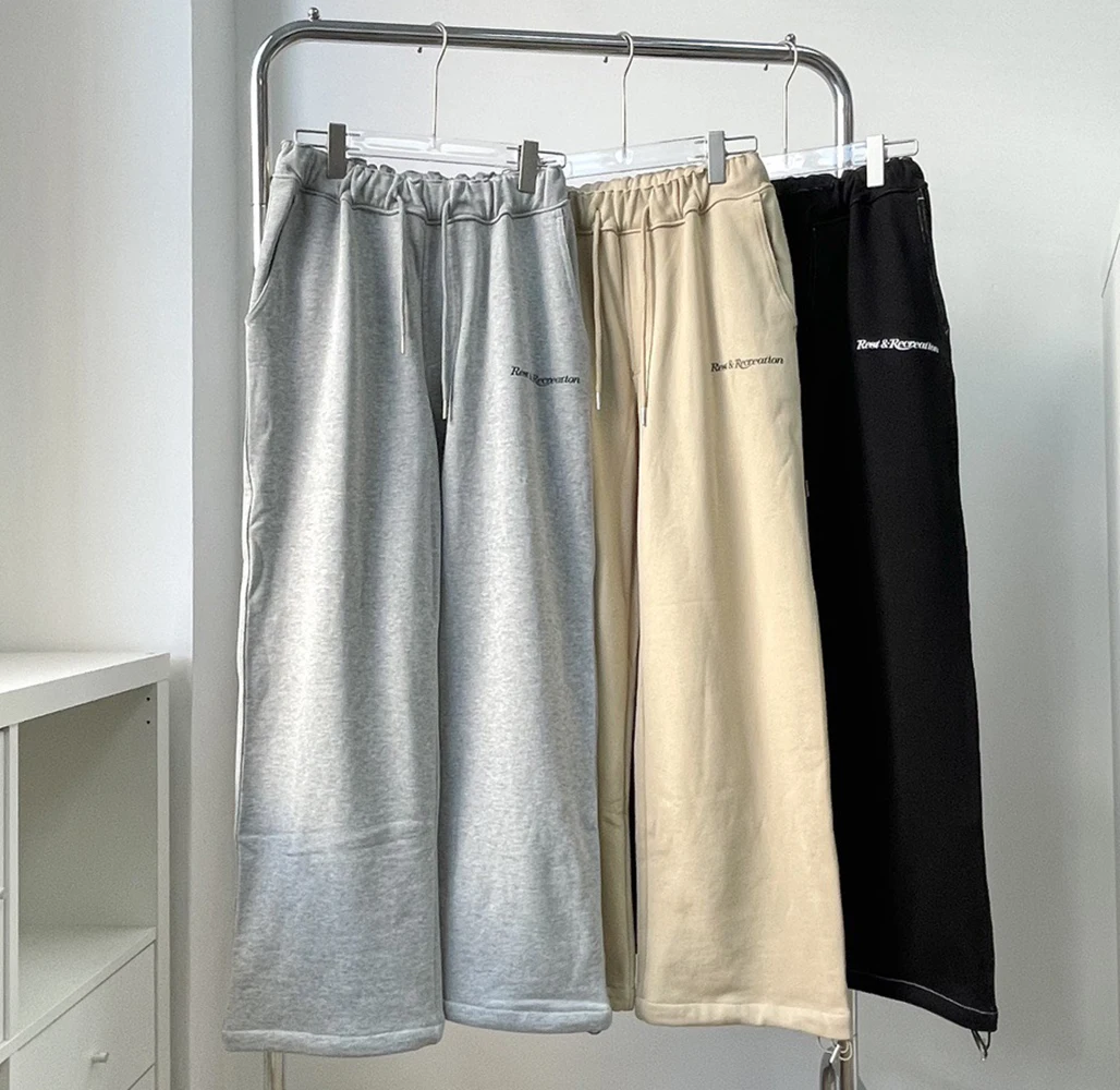

Casual Long Pants Alphabet Clear Line Workwear With Plush Sanitary Pants Straight Tube Women's Jogger Pants 레스트앤레크레이션