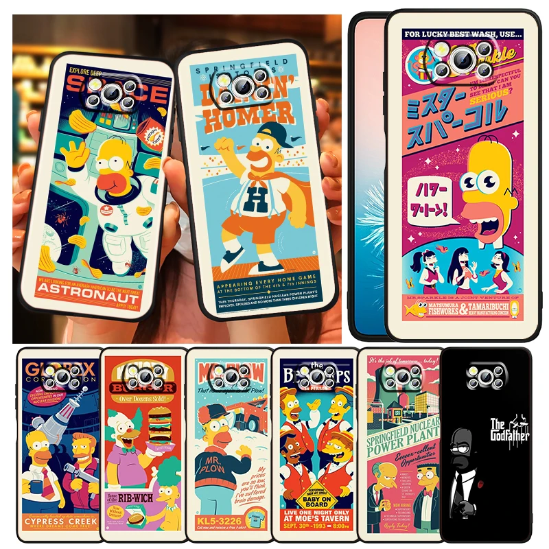 

Anime The Simpsons Cute Phone Case For Xiaomi Mi Poco X4 X3 NFC F4 F3 GT M5 M5s M4 M3 Pro C40 C3 5G Funda Black Soft Cover