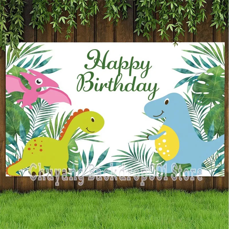 Cartoon Dinosaur Birthday Party Photography Backdrops Tropical Jungle Forest Theme Dinner Table Home Decor Poster Backgrounds