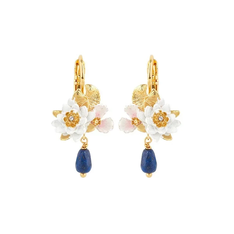 Винтажные серьги-клипсы Ne'wGarden с эмалью красочные белые серьги-капельки из