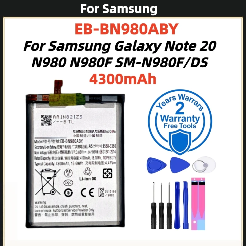 Фото Высококачественный аккумулятор EB-BN980ABY 4300 мАч для Samsung Galaxy Note 20N980 N980F SM-N980F/DS, замена батареи телефона + инструменты №2