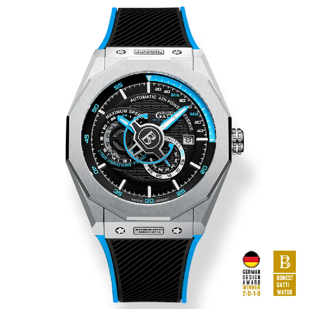 

BONEST GATTI Men Automatic Watch Luxury Watches Military Mechanical Wristwatch 50M Waterproof Sapphire Luminous Rubber Strap