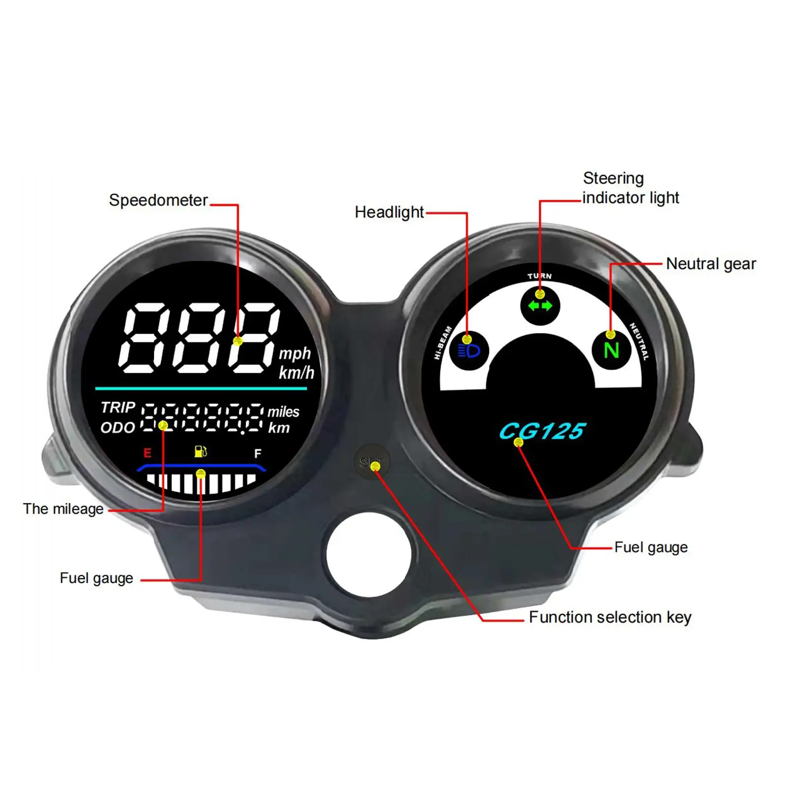 

Motorbike LED Digital Dashboard Parts Easy Installation Electronic Tachometer RPM Meter Speedometer for Honda CG125 Fan125