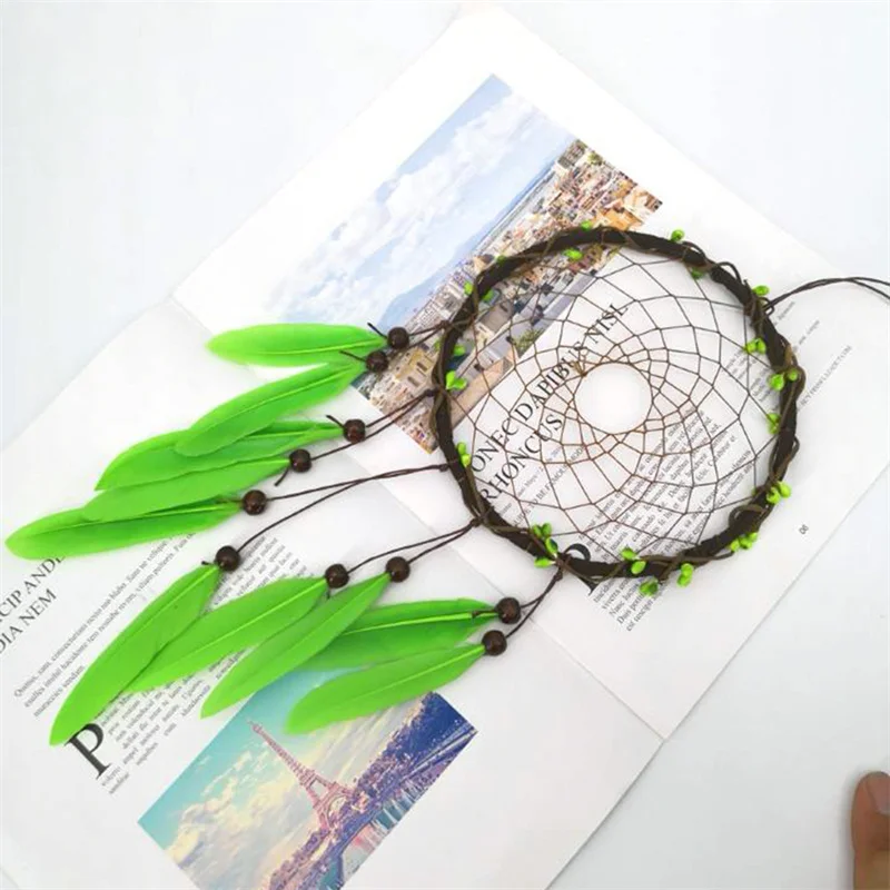 

Hand Made Dream Catcher Wall Hanging Green Feather Dreamcatcher For Decoration Home Decoration Accessories