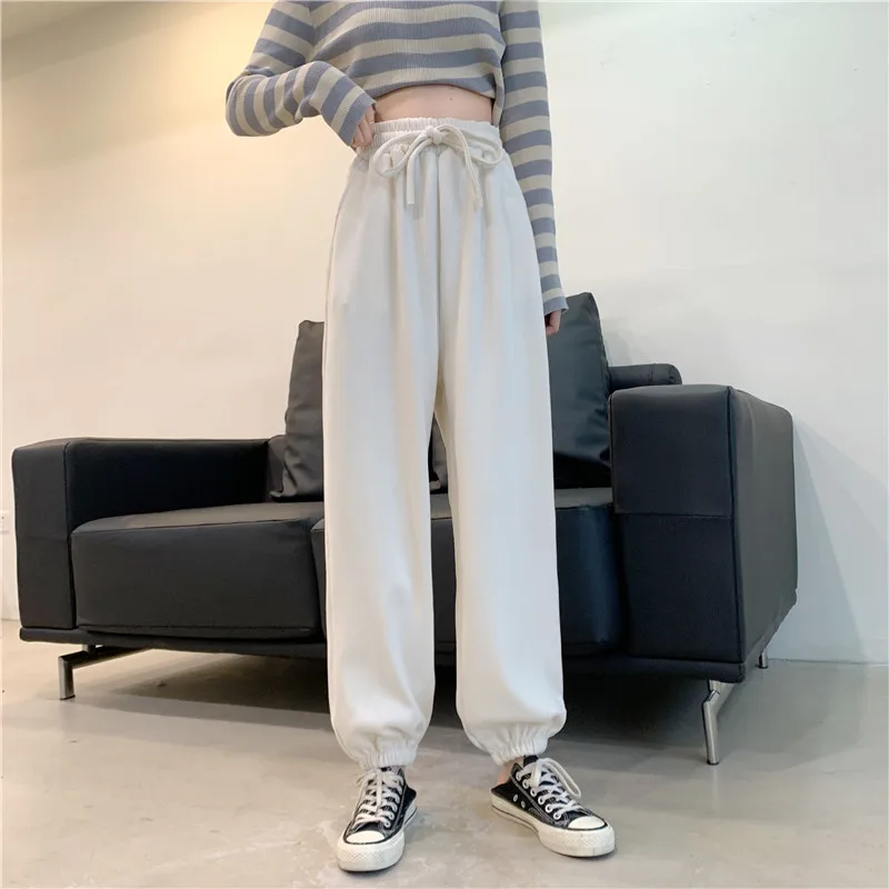 

5743 style thick loose high waist drawstring drawstring foot sports wind lantern casual pants